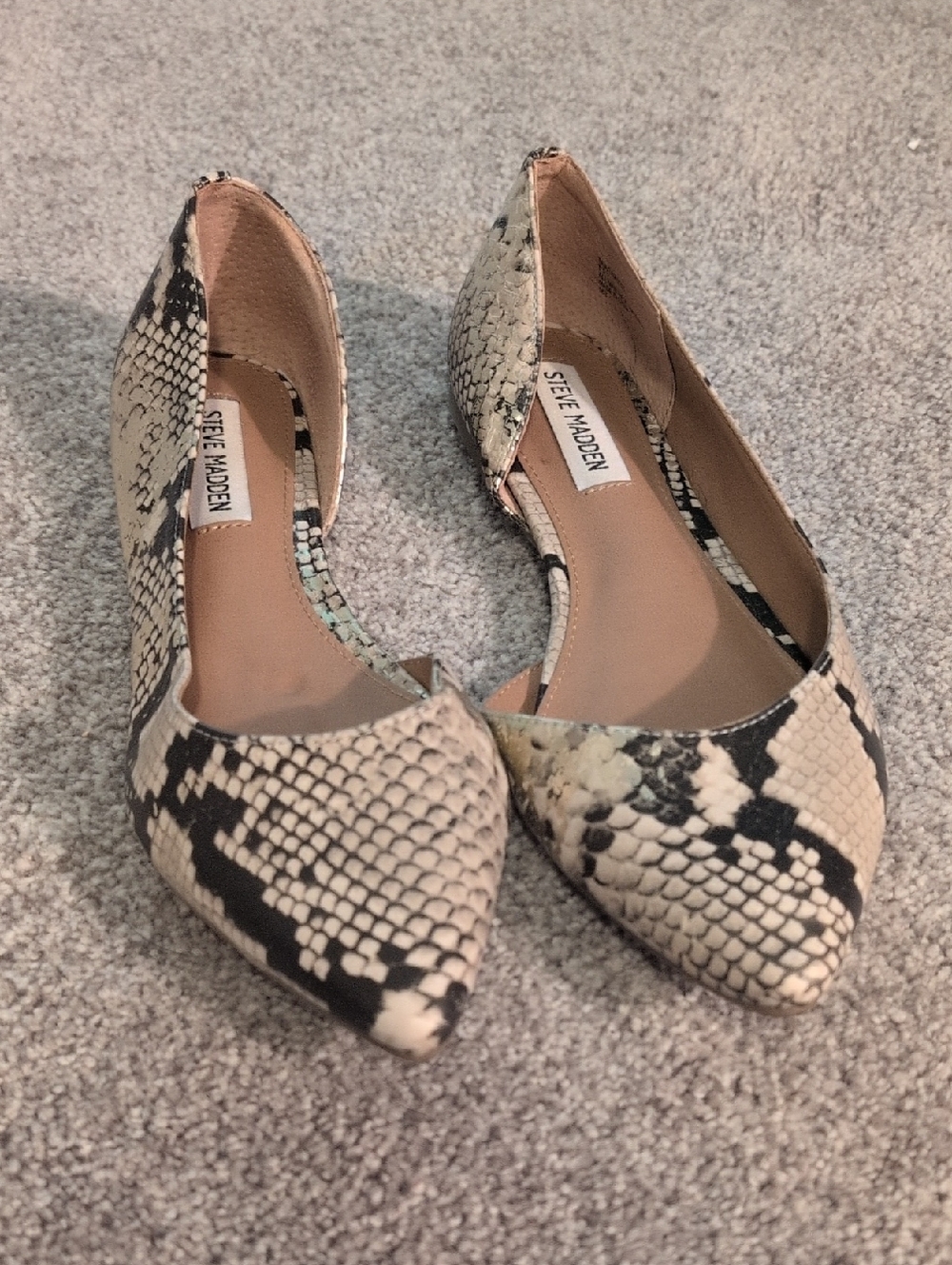 Steve Madden Snake-Print Pointed Toe Flats